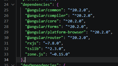 Angular packages.json file