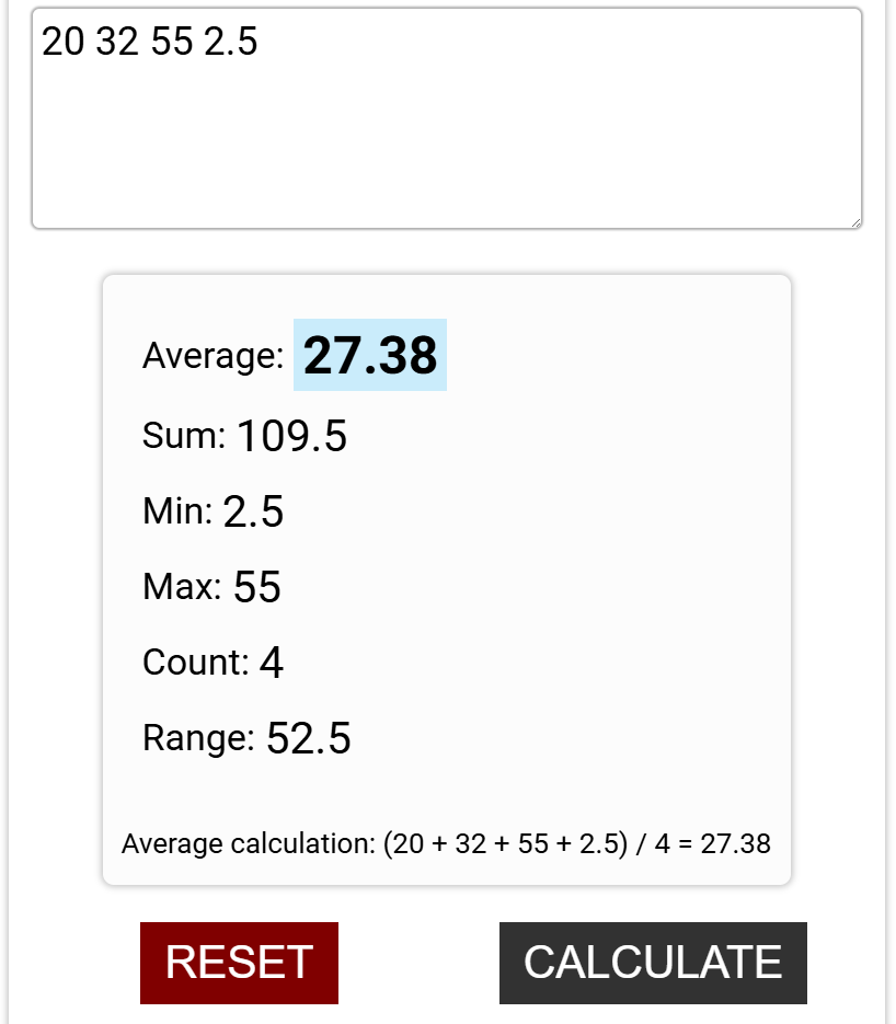 Average Calculator