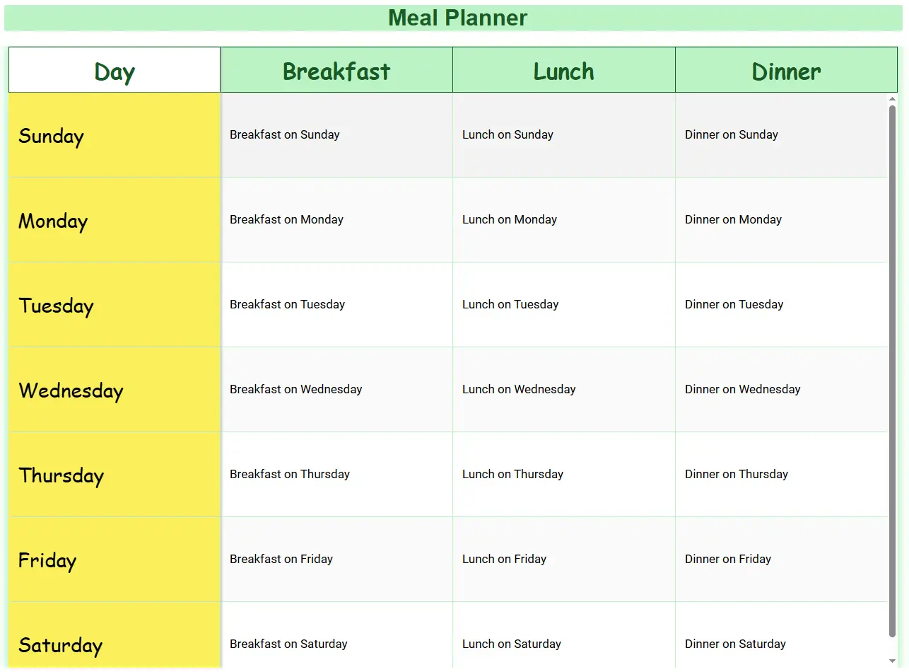 Meal Planner Starter