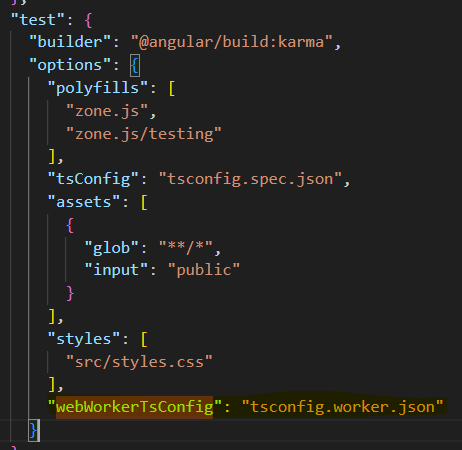 web worker test config